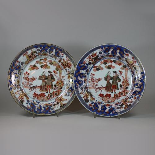 Pair of Chinese verte-imari Governor Duff plates, Yongzheng, circa 1725-30,