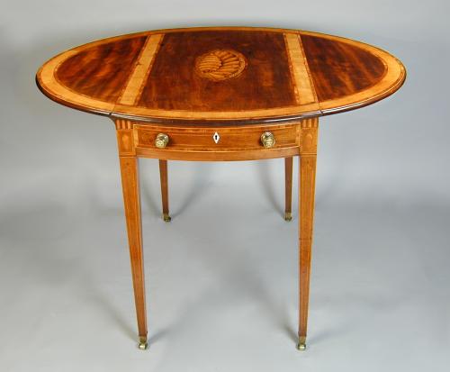 Sheraton oval mahogany pembroke table, circa 1790