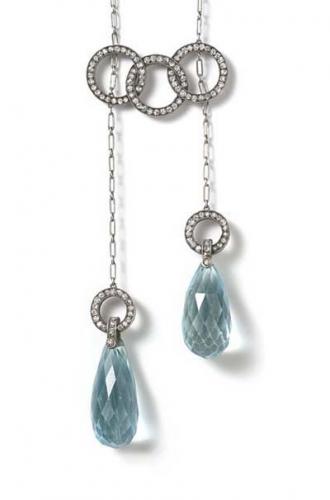 An Antique Aquamarine and Diamond Necklace by Carl Faberge
