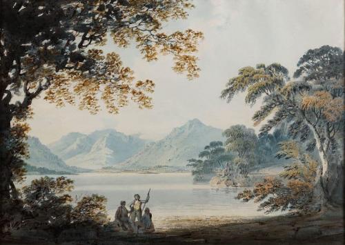 Windermere with the village of Bowness and the Langdale Pikes, Francis Nicholson (1753-1844)