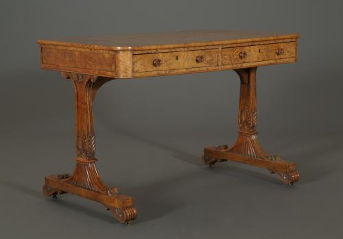 A Fine Burr Elm Regency Writing Table
