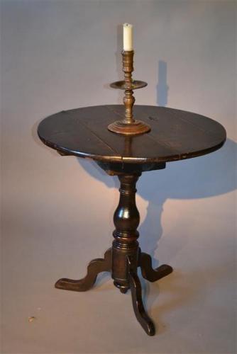 An untouched early oak candle stand