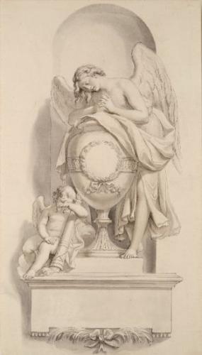 An Angel and Putto Mourning by an Urn, Joseph Wilton, R.A. 1722-1803