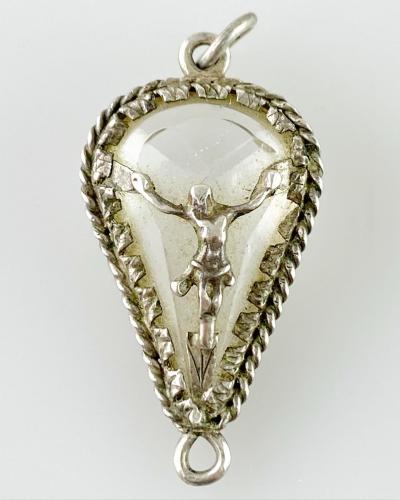 Silver rock crystal amulet. German, early 17th century