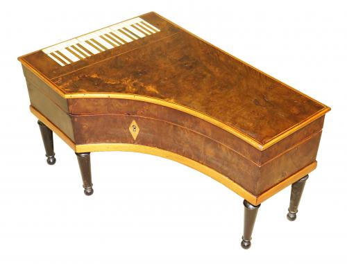 19th Century Burr Walnut Miniature Grand Piano Box