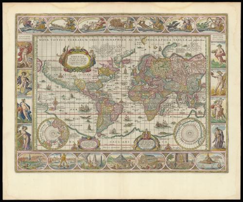 A fine set of Blaeu's maps of the world and continents