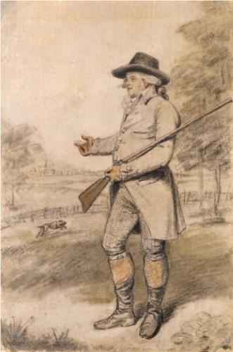 Study of a Sportsman and his Dog in Parkland, John Raphael Smith 1752-1812