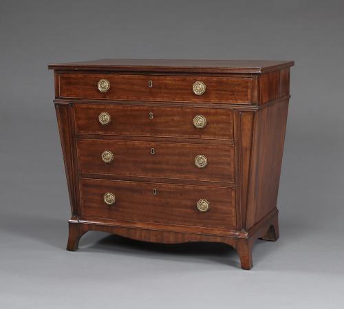 A Late George III Mahogany And Crossbanded Commode Of Unusual Tapering Form