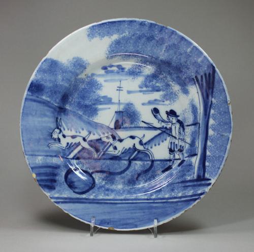 Dutch Delft blue and white plate, 18th century