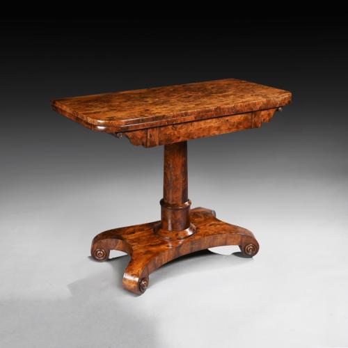 Rare Burr Yew Wood Late Regency Card Table