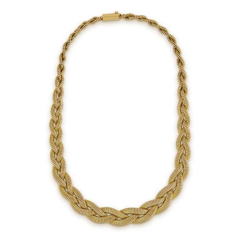18ct yellow gold graduated tubogas necklace