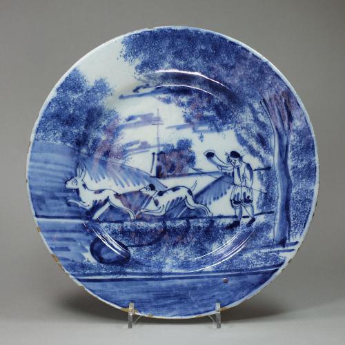 Dutch Delft blue and white plate, 18th century