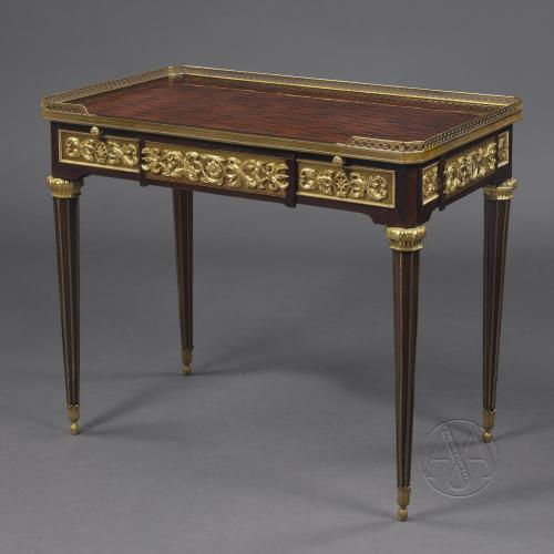 A Louis XVI Style Mahogany Gilt-Bronze Centre Table After The Model by Jean-Henri Riesener by Paul Sormani