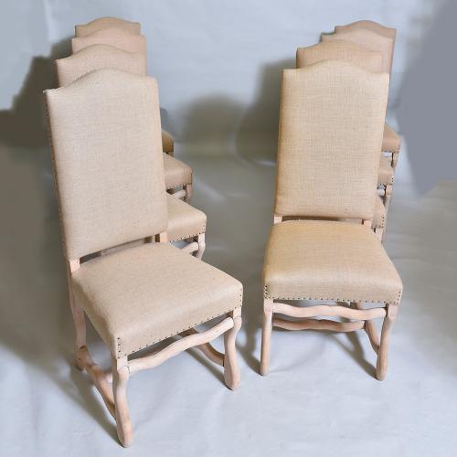 Set of 8 Antique Bleached Oak Dining Chairs