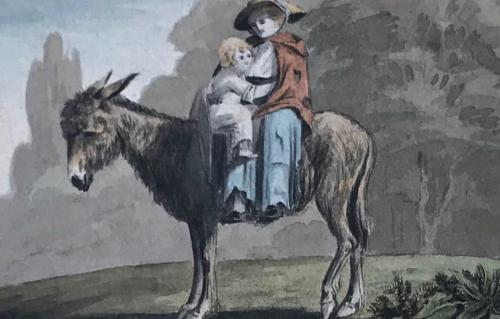 A mother and child on a donkey, John White Abbott (British 1763-1861)