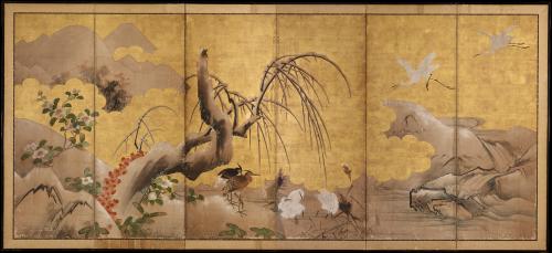 Six Panel Landscape Screen from Unkoku To-eki School