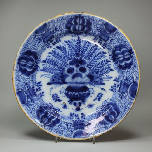 Dutch Delft blue and white plate, mid 18th century