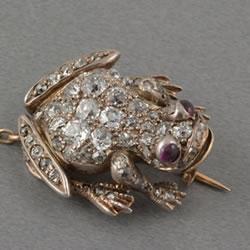 Victorian diamond frog brooch