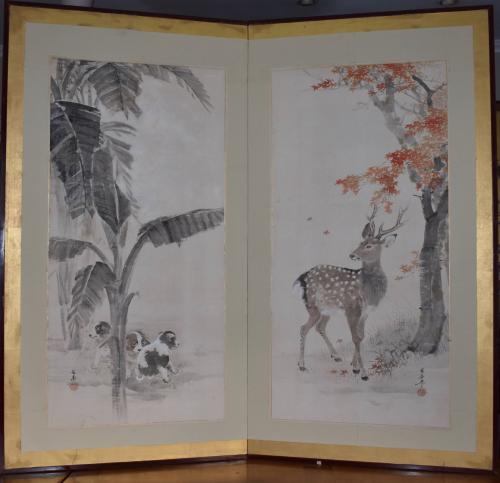 Two Panel Screen, Edo Period Circa 1900