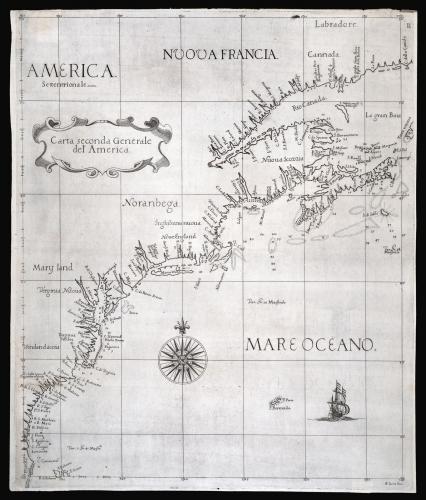 First printed sea chart of the northeastern seaboard by an Englishman, and the first with soundings