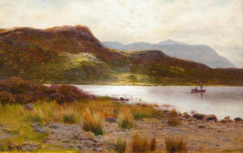 Louis Bosworth Hurt (British 1856-1929) Loch Scene with a Boat 