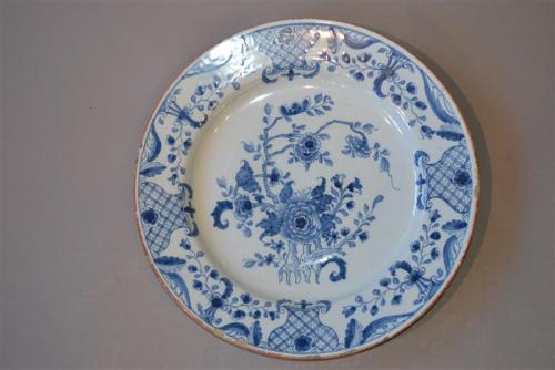 A large 18th century Liverpool delft charger