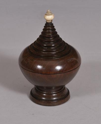 S/4068 Antique Treen 19th Century Rosewood Spice Pot