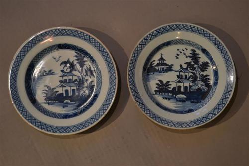 A pair of 18th century London delft plates