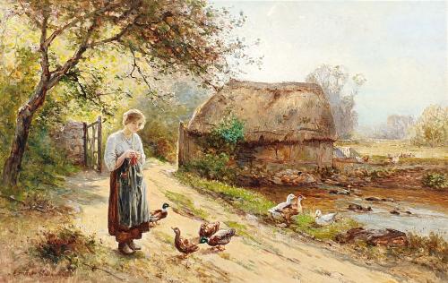 Ernest Charles Walbourn (British 1872-1927) At the Duck Pond