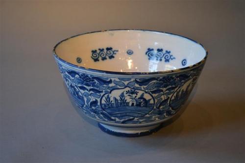 A very large 18th century London delft bowl