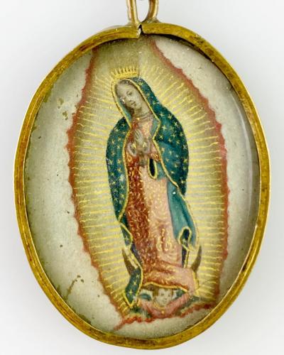 Miniature oil painting of Our Lady of Guadalupe. Spanish America, 18th century