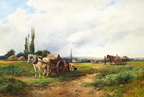 David Bates (British 1840-1921) Loading the crop