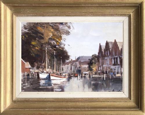 Ian Houston (British born 1934) Quayside, Hoorn, Holland