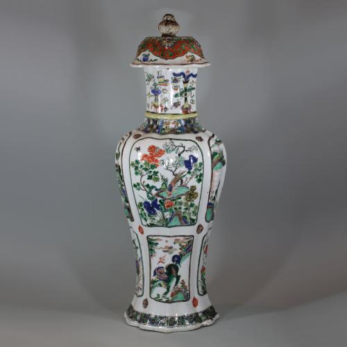 Chinese famille-verte multi-faceted vase Kangxi (1662-1722)