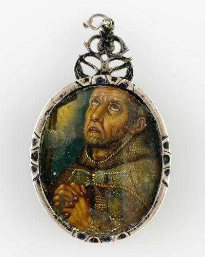 Reliquary pendant with miniature of Saint Peter. Spanish America, 17th century