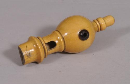 S/4074 Antique Treen 19th Century Boxwood Cuckoo Whistle