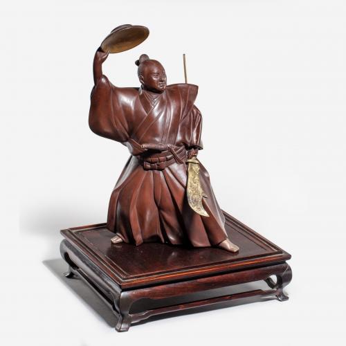 A Japanese bronze of a Samurai