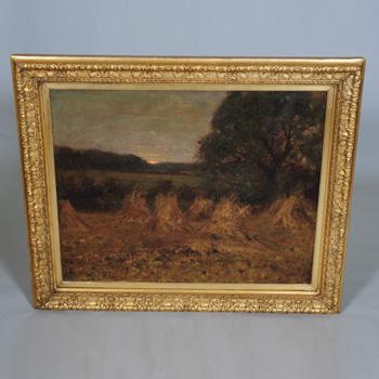 Haystacks at Dusk by Ernest Higgins Rigg (1868-1947)