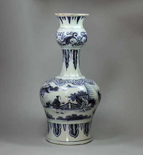 Dutch Delft blue and white onion-necked vase, 18th century
