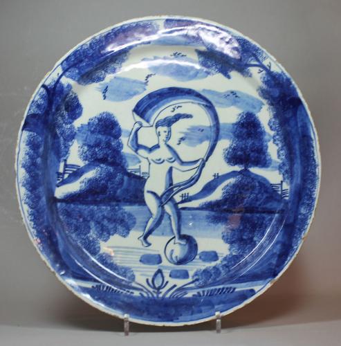 Dutch delft blue and white dish, c. 1750
