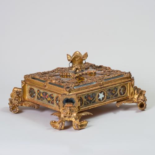 Carved Giltwood, Verre Eglomise, Pastiglia and Crushed Stonework Casket