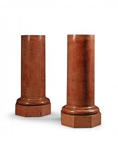 A pair of 19th century simulated porphyry scaglioli columns