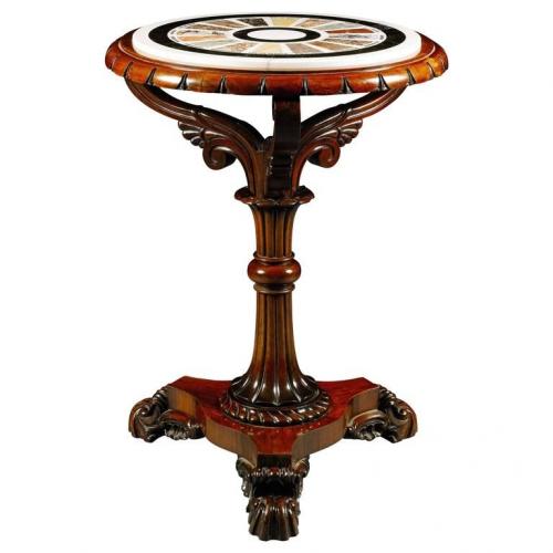 A Regency mahogany and rosewood occasional table with an inset specimen marble