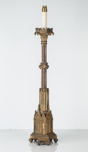 Gilt-Bronze Gothic Revival Lampbase
