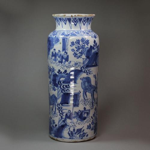 Dutch Delft blue and white sleeve vase, early 18th century