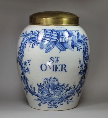 Dutch Delft blue and white tobacco jar, 18th Century