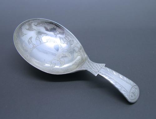 A George III Antique Sterling Silver Caddy Spoon Made by Lawrence & Co in 1818