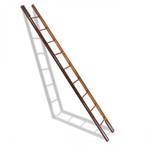 A late Victorian wooden library pole ladder by Taylor
