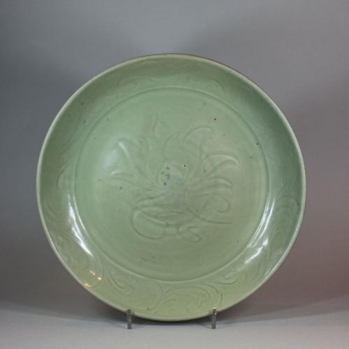 Chinese Longquan celadon dish, Ming dynasty (1368-1626)