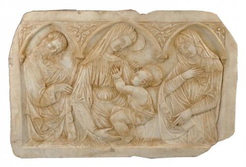 Marble relief of the Virgin & Child. Italian, 13th - 14th century style